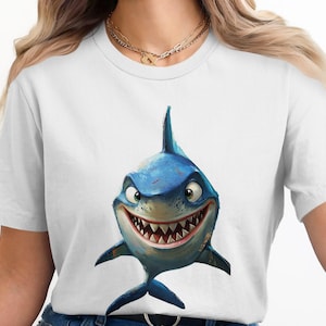 Cartoon Shark Png, Shark Clipart, Funny Shark, Digital Download Png, Digital Art, Smiling Shark, Shark Illustration, Sea Animal