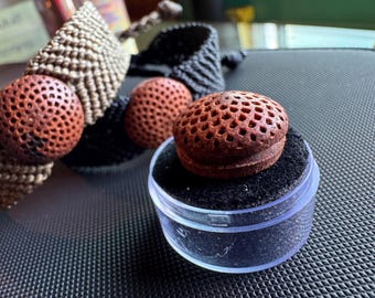 Protea Flower Seed Pod GROOVED CABOCHON Pendant Necklace Button Round Micro Macrame Jewelry Supplise Natural Sacred Geometry Flower of Life