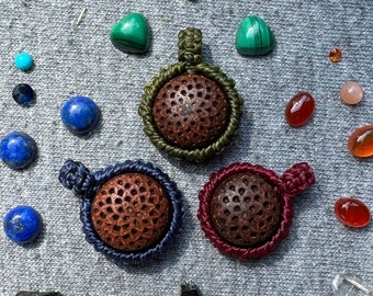 Protea Pod Pendant Macrame SMALL Necklace - Protea Flower of Life Seed Nature Jewelry - Sacred Geometry - Micro Macrame - Wearable Art