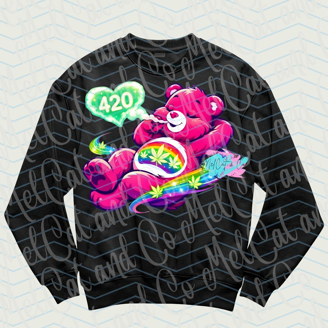 Pink 420 Teddy Bear PNG | Cute Stoner Bear Digital Art | Rainbow ...