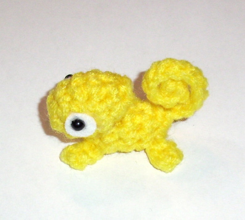 Mini Green Chameleon Plushie 2.5 inch Small Crochet Animal Stuffed Toy Lizard Made To Order Miniature Plush Doll image 7