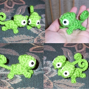 Mini Green Chameleon Plushie 2.5 inch Small Crochet Animal Stuffed Toy Lizard Made To Order Miniature Plush Doll image 3