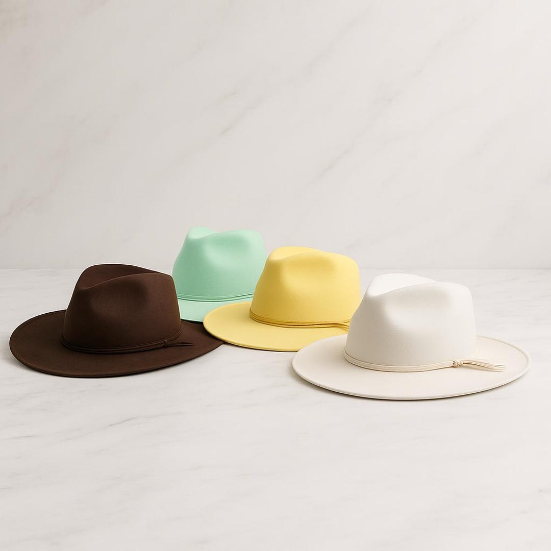 Chapeau De Cowboy En Daim Unisexe - Deux Bandeaux Interchangeables - Large Bord - Style Western Vintage - Pour Hommes Et Femmes