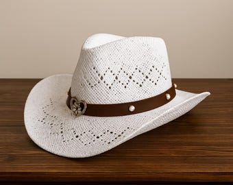 Summer Women Men Straw Hollow Western Formable Concert  display picture 3
