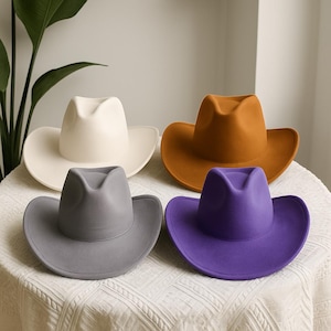 Vegan Felt Cattleman Cowboy Hat | Best Seller Western Hat for Men & Women, New Colors Available, Adjustable Fit, 57cm Unisex Style.