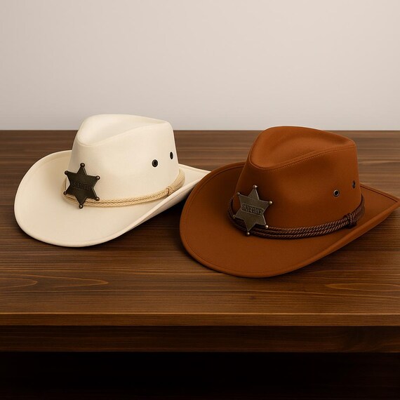 Cream Western Hat with Leather Band and Wide Brim Genuine Leather Western Hat Band | Decorative Leather Hat Band main image 4