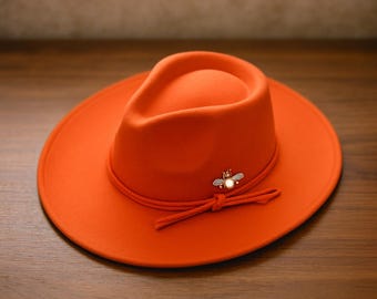 Vintage Fedora Hat Wide Brim Suede Look Unisex Jazz Style Hat.