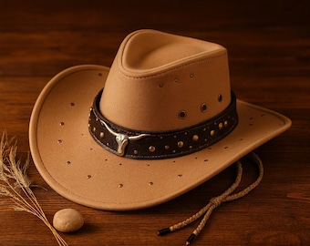 Vintage Faux Suede Cowboy Hat | Western Wide Brim Fedora