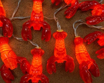 Lobster String Lights, Beach Decor Seafood Kitchen Lights,Coastal Home Decor | Red Crab Lights, Summer Patio Lighting | Gift Idea,10 LEDS