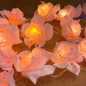 Pink Rose String Lights - 20 LEDS