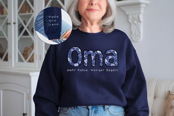 Muttertag Geschenk für Oma personalisiert – Oma Pullover mit Enkel Namen – Geschenk zum Muttertag für Oma