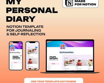 Notion Personal Diary Template: Digital Journal & Mood Tracker (Digital Download)