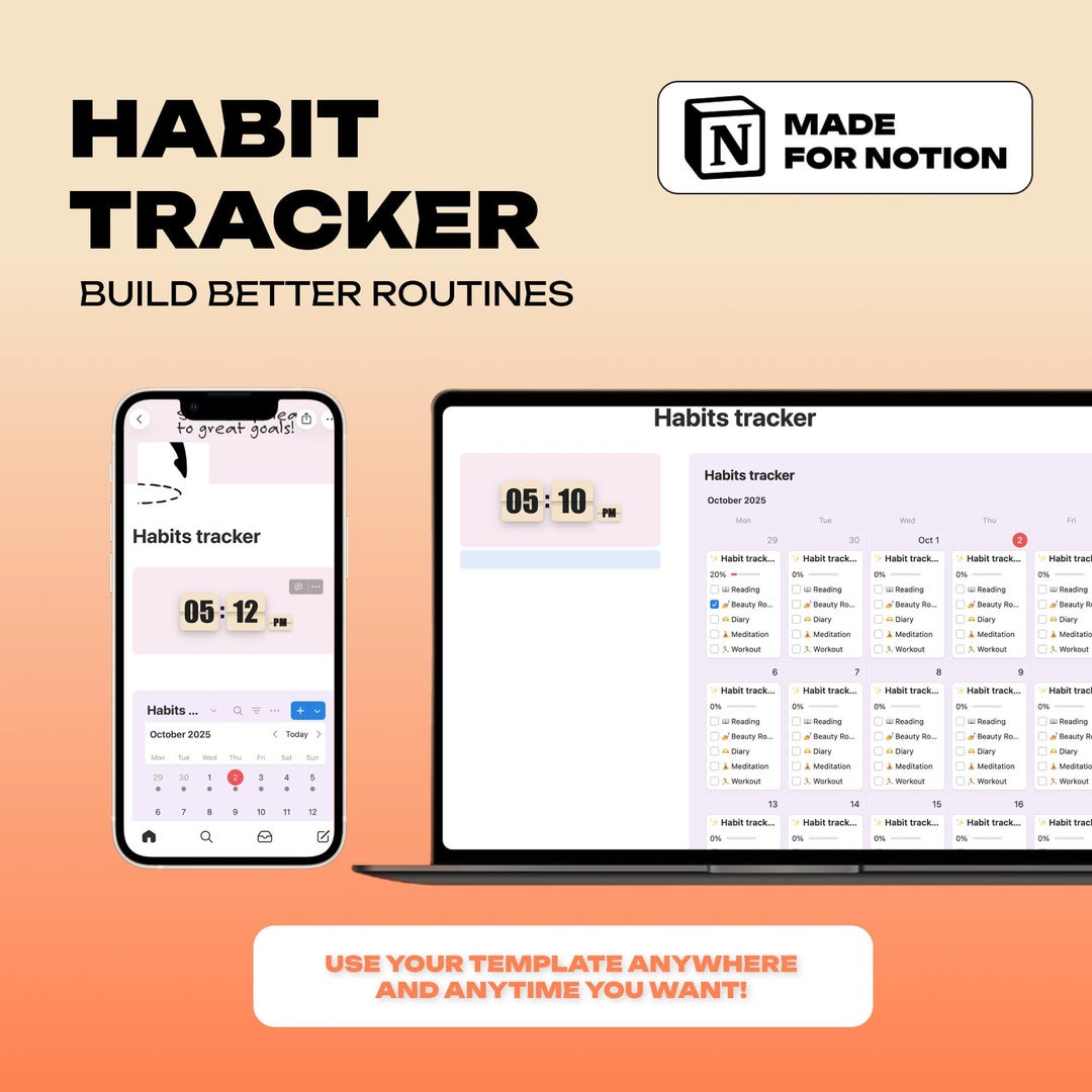 Notion Habit Tracker Template | Daily Routine Planner | Productivity ...