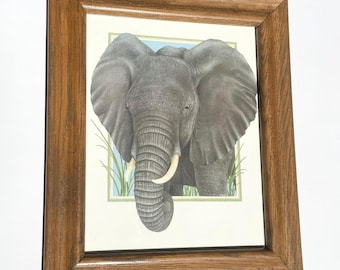 Vintage Elephant Wandkunst gerahmter Druck Realistischer Elefant Portrait Safari Dekor Wildtiere Kunst