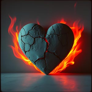 Gebrochenes Herz vor Feuer Art Print - Emotionale Wandkunst - Gothic Romanze Digitaldruck