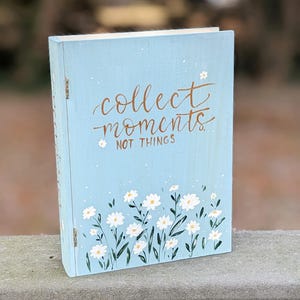 Hand Painted Book Shaped Wooden Box: Personalized Keepsake Gift