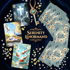Serenity Lenormand — rozszerzona, ręcznie robiona talia kart składająca się z 36+6 kart, stworzona do pracy z cieniem, z personalizowanym woreczkiem