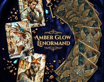 Amber Glow Lenormand — 36 Handmade Steampunk Cards for Daily Cartomancy and Grand Tableau