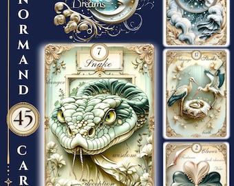 Author Lenormand 45 Card Deck Gilded Dreams – Handmade Oracle, Bridge Size, Divination Cards Gift