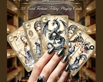 Victorian Oracle Deck for Tarot & Lenormand Readers – 52 Handmade Divination Cards with Digital Guidebook