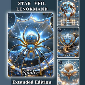 Star Veil Lenormand Deck, Celestial Blue Gold Oracle, 54 Cards (Extended Edition)