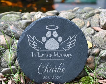 Custom Engraved Pet Memorial Stone, Personalized Dog Grave Marker, Pet Loss Tribute, Outdoor Pet Grave Stone, Sympathy Gift for Dog Lovers