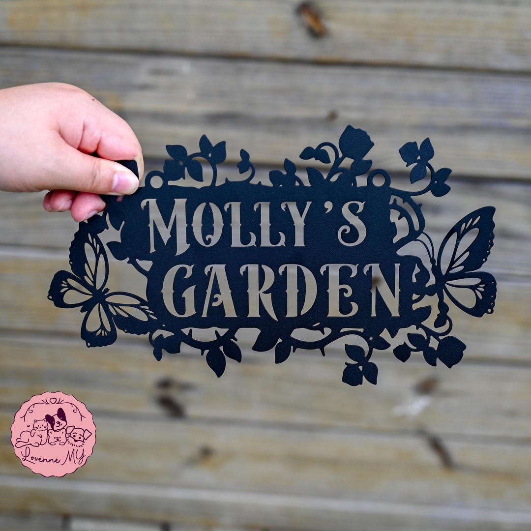 Personalized Metal Garden Sign, Custom Name Plaque, Outdoor Decor - Etsy