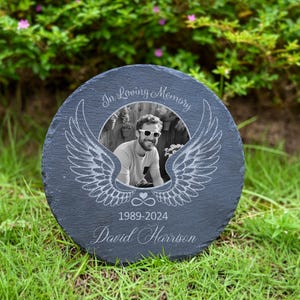 Personalized Memorial Stone, Custom Grave Marker with Photo, Cemetery Memorial, Loved One Tribute Gift, Sympathy Keepsake, Memorial Gift