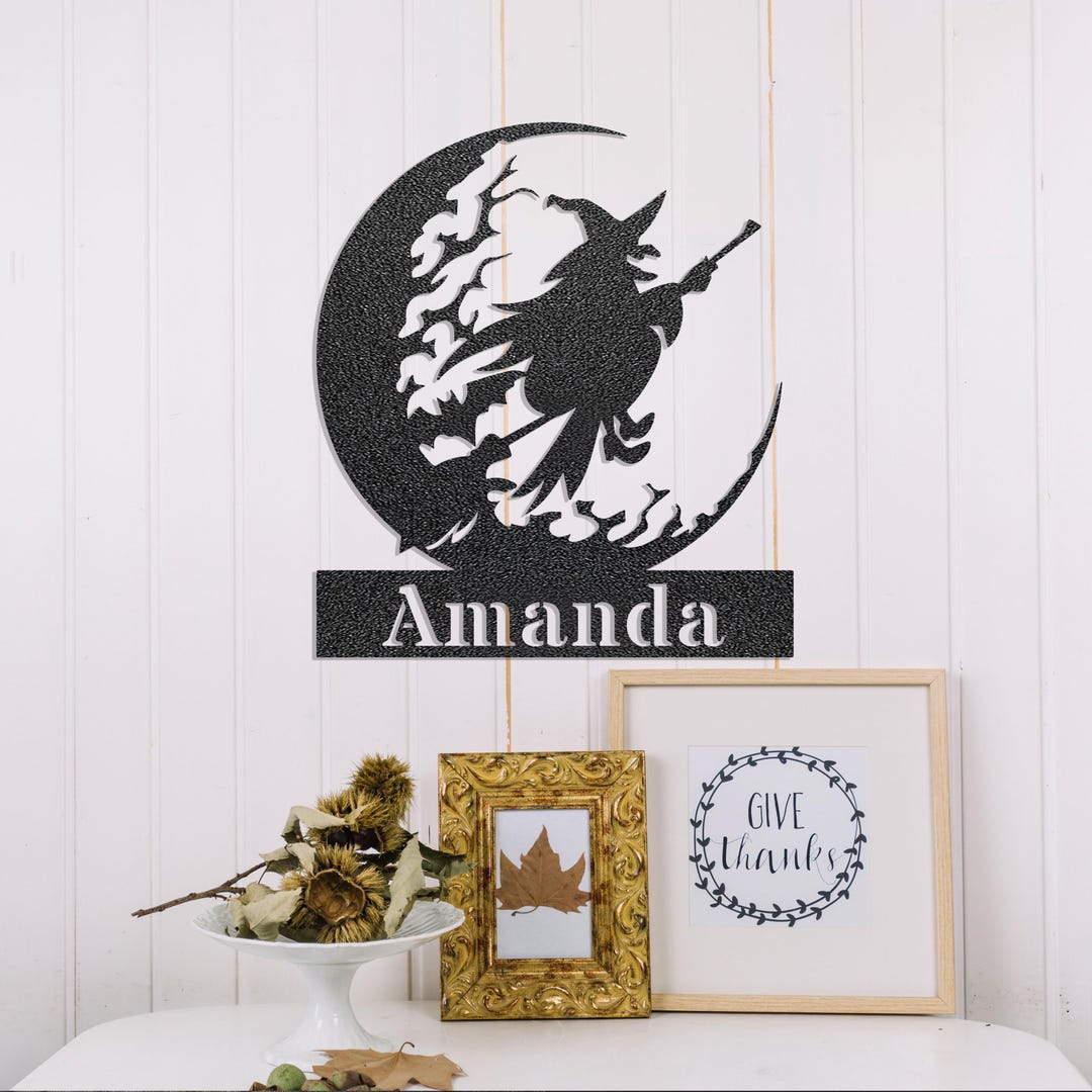 Personalized Halloween Witch Metal Sign, Spooky Fall Decor - Etsy