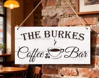 Letrero de cafetería personalizado, decoración de esquina de café personalizada, letrero de madera colgante para café, regalo para amantes del café, decoración de cafetería, arte de pared rústico