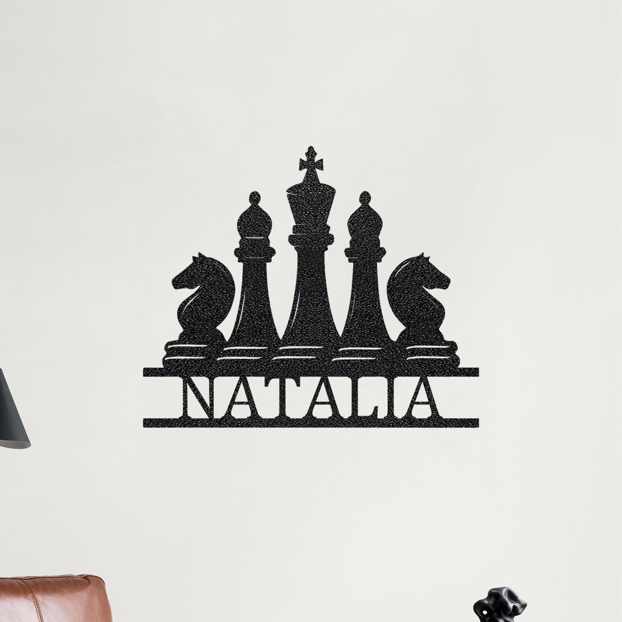 Personalized Metal Chess Wall Art, Custom Name Sign, Game Room Decor ...