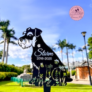 Personalized Dog Memorial Stake, Custom Schnauzer Grave Marker, Pet Loss Memorial Gift, Outdoor Garden Decor, Sympathy Gift for Pet Lovers