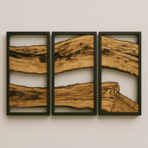 Live Edge Olive Wood Wall Art Set: Rustic Handmade Decor