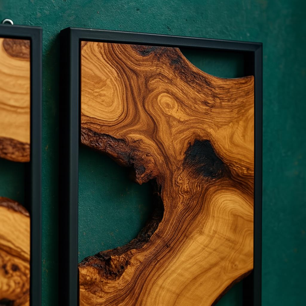 Olive Wood Wall Art Set of 3, Rustic Modern Wooden Wall Panels ...