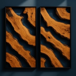 Live Edge Olive Wood Wall Art Set - Rustic Farmhouse Decor