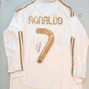  Real Madrid RONALDO 長袖ユニフォーム Cristiano Ronaldo CR7 Signed Real Madrid Jersey Long Sleeve With