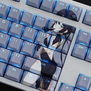 Blue Archive Kisaki Keycap Set: Backlit PBT 5-Side Dye-Sub Anime Keycaps