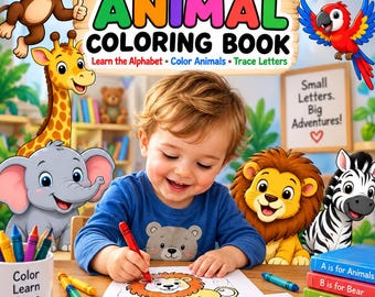 ABC Dieren Kleurboek voor Kinderen | Letters Overtrekken, Kleurplaten (PDF Download)