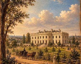 Vintage White House 1800 Wall Art, Historical American Print (Digital Download)