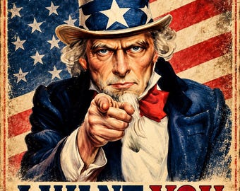 Vintage Uncle Sam I Want You poster: Patriottische muurdecoratie uit de Eerste Wereldoorlog (digitale download)