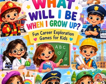 Kids Career Activity Book, Printable Exploration Games Ages 4-8 (Digital Download)