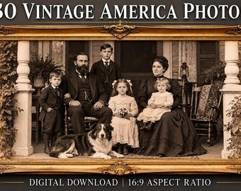 30 Vintage Amerikaanse Foto's: Digitale fotocollectie uit de jaren 1800 voor tv-kunst en Americana-decoratie