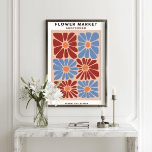Amsterdam Flower Market Print | A4 Floral Wall Art | Botanical Poster