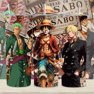 One Piece Anime 20oz Skinny Tumbler PNG | Anime Wrap | Sublimation Tumbler Design | Gift for Anime Lover | Instant Download