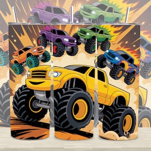Monster Truck Tumbler Wrap PNG: Big Wheels Racing Design (Digitaler Download