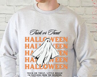 Halloween Ghost Sweatshirt for Men • Spooky Cute Crewneck • Ghost Halloween Pullover