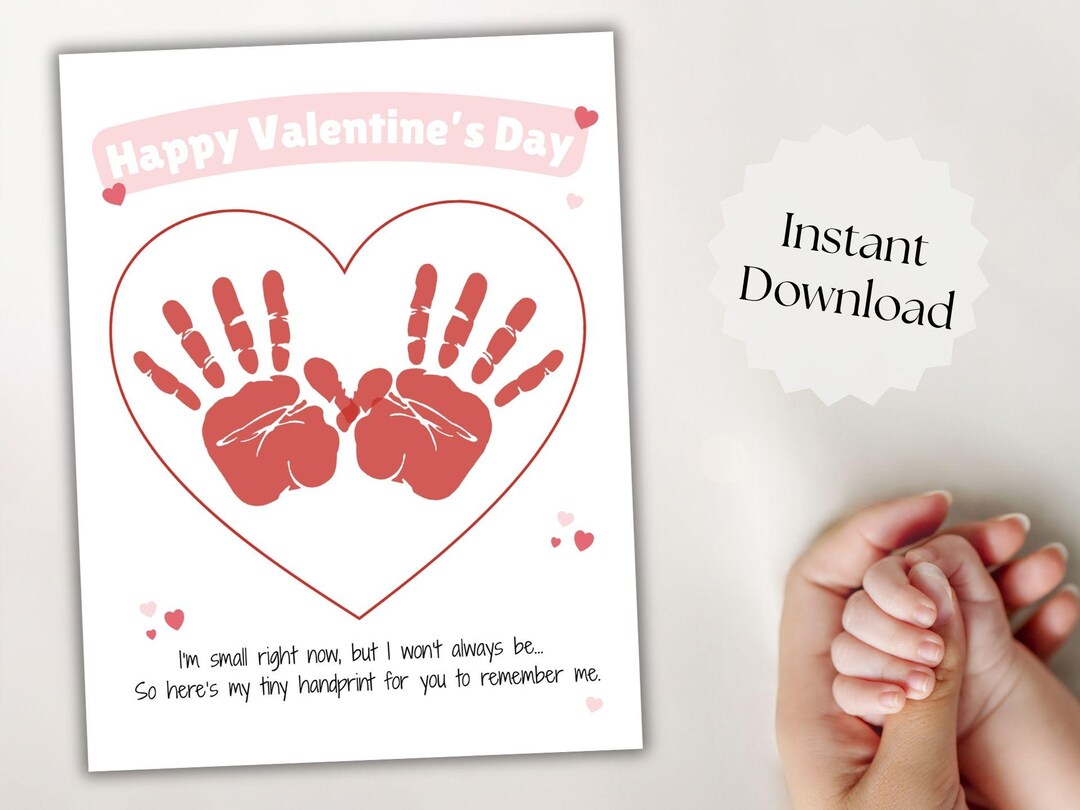Valentines Day Handprint Craft - Heart Handprints DIY Keepsake (digital ...