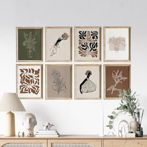 Boho Abstract Floral Print Set: Botanical Gallery Wall Art (Digital Download)