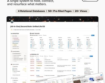 All-in-One Second Brain: Unified Life OS - Best Notion Templates for Productivity, Life OS & Action-Focused Thinking System