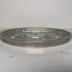 Vintage Silver Tray with Glass Insert
